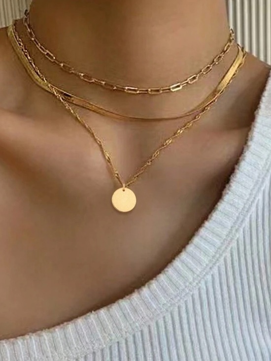 Jewelry - Gold Plated Stainless Steel 3pc Coin Necklace Set